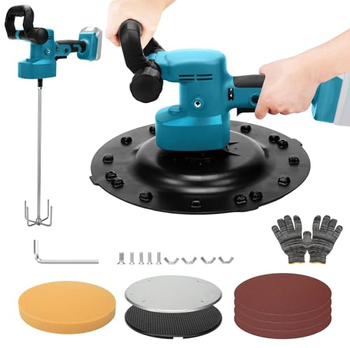 3-in-1 Cordless Cement Paddle Mixer, Mortar Trowel & Wall Sander – Compatible with Makita 18V (No Battery), 6-Speed Electric Wall Smoothing Machine for Levelling, Polishing, Finishing