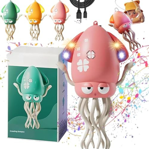 Usper Electric Dancing Octopus Toy, Magische Tanzende Krake Spielzeug Krake Kinder Elektrische PäDagogische Mit Led & Musik, Tanzendes Und Singendes Musikspielzeug FüR MäDchen Jungen (A Rosa)