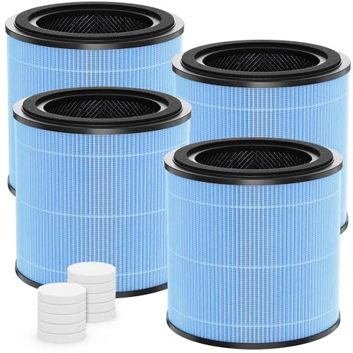 Elnuliros AP0601 Replacement Filter Compatible with AIRTOK AP0601 Air Puri-Fier, 4-in-1 H13 True HEPA Filter and Activated Carbon Filter for Dust Smoke Pet Dander Odors for Home Bedroom, 4 Pack