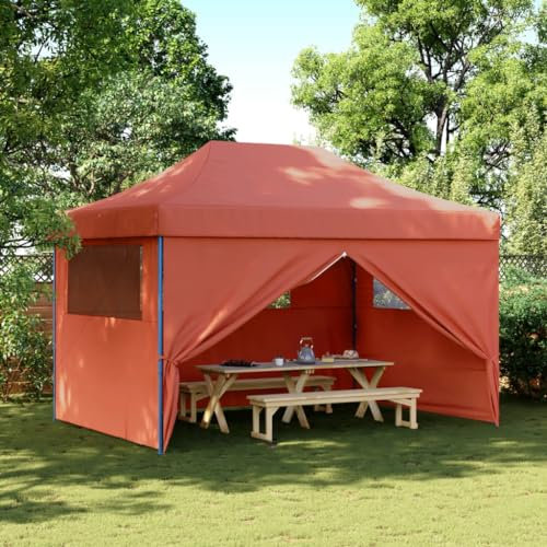 Snsowed Tendone per Feste Pieghevole Pop-Up con 4 Pareti Terracotta,Impermeabile Protezione UV,Tendone per Feste,Tende per Eventi e Tendoni-4005029