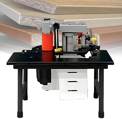 YLANMEI Encoladora de Cantos portátil para carpintería, 2-6 m/min, encoladora de Cantos de Madera y PVC de Doble Cara, 45 mm de Ancho para Cantos Rectos y arqueados.,Black