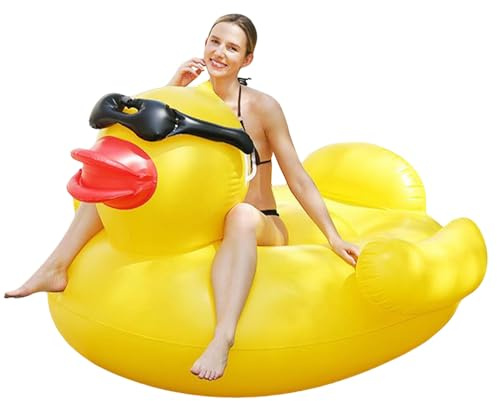 Ente Schwimmhilfe - Riesengroße Ente Aufblasbare Luftmatratze,Wasserspielzeug Schwimmring Schwimmliege Für Erwachsene Kinder Mädchen Gartenfeste Karneval Party