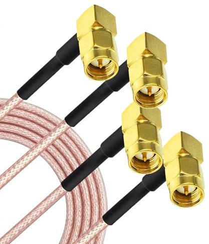 Superbat Cable SMA Alargador Antena WiFi RG316D 1m Cable Extensión Macho a Macho Ángulo Recto 50 Ohm Doble Blindaje para Router 4G LTE Adaptador USB RTL-SDR Receptor ADS-B Dispositivos SDR (2 Piezas)