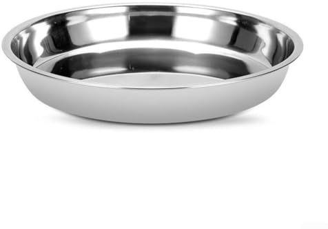 Eawfgtuw Runde Edelstahlplatte, Servierschale, flaches Tablett für Restaurant, Hotel, Küche, Esszimmer, Kuchen, Dessert, Präsentation, rostbeständig, nicht magnetisch, Silberplatte (32 cm)