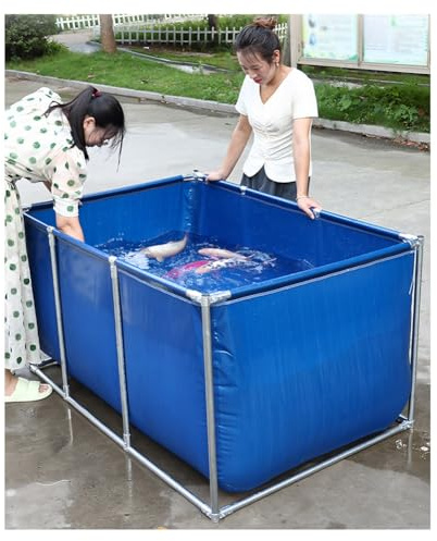Heavy DutyCanvas Fish PondPortable rettangolare fuori terra piscina all'aperto pieghevole serbatoio di stoccaggio dell'acqua per campeggio frutti di mare coltivazione e sistema di drenaggio