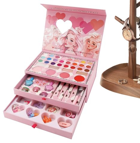 Adsfvs Kit de Maquillaje para Niñas | Juego De Cosmética De | Juguetes Cosméticos Lavables para Clase De Teatro Fiesta De s Y Escenario