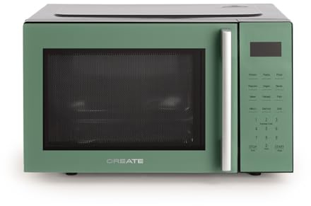 CREATE/MICROWAVE STUDIO/Mikrowelle mit Grillfunktion und Backofen Salbeigrün/Fassungsvermögen 23L, Drehteller Ø28,5mm, 10 Leistungsstufen, 8 Automatikprogramme, 3 Grillmodi, LED-Display, 1000W