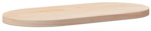 QJBSAVVA Piano in legno massiccio 80 x 40 cm, ovale, non trattato, rustico, come piano di lavoro, cucina o esterno, tavolo da bistrot, per soggiorno, balcone e ufficio