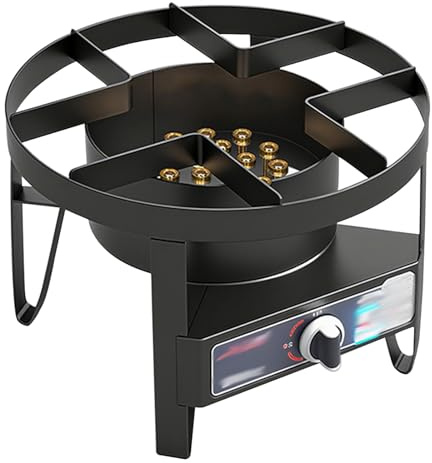 Rechaud Gaz Camping de 20 Pouces avec Pied de Support, Réglage de La Puissance de Chauffe, Réchaud à Gaz Portable de 18 KW pour La Cuisine en Extérieur, Le Jardin, Les Pique-niques(40cm/16in)