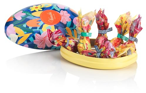 Venchi - Lattina a Forma di Uovo di Cioccolato, 77 g, 7 Ovetti Nocciolati Assortiti, Senza Glutine, Collezione Primavera Venchi Teresa Rego, Idea Regalo Festa della Mamma