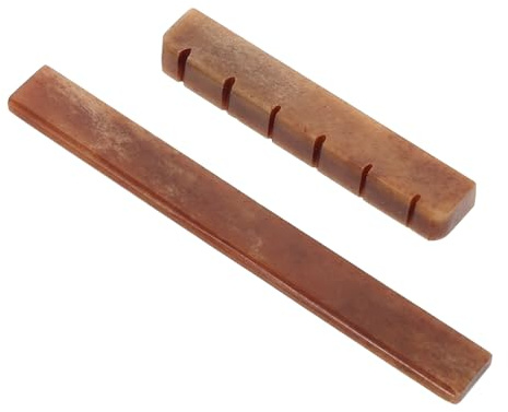 SAFIGLE Knochensattel und Steg für Akustikgitarre Natürlicher Gitarrensteg aus Knochen Ersatzteile für Folk und Akustikgitarren mit Verbesserter Intonation und Klarem Klang
