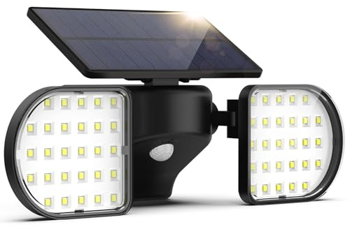 OUSFOT Faretto LED da Esterno Solare 56 LED 2200 mAh | Luce SolareLED Esterno con Rivelatore, Lampada Solare da Esterno IP65 Illuminazione da Parete Esterna per Giardino, Garage
