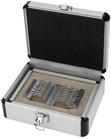 Coffret de 22 verres progressifs pour l'essai de lunettes et l'adaptation de lunettes ; équipement optique indispensable pour les opticiens.