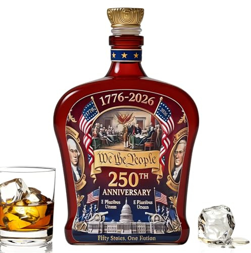 Botella de vidrio para whisky, contenedor de vino del 250 aniversario de Estados Unidos, decantador de alcohol de vidrio, para camareros, entusiastas de los artistas, hogar, bar, vitrina