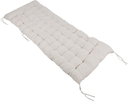 Relaxdays Bankauflage, 190x70 cm, gepolstert, gesteppt, mit Bändern, Outdoor, Bankkissen für Gartenbank, Paletten, beige