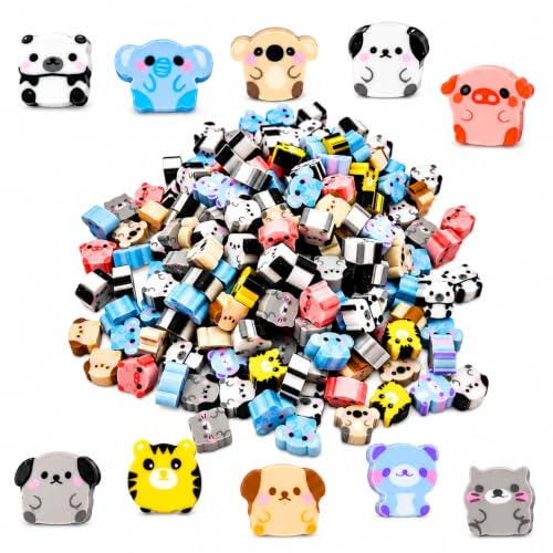 200PCS Gommes Fantaisie, Gomme Animaux, Lot de Gomme Effaçable Décorative, Accessoires de Papeterie pour École et Bureau, Cadeaux, Récompenses, Collection, Usage Quotidien