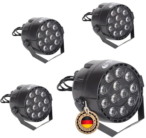 ETEC Professional 4x Mini LED PAR 36 Scheinwerfer 12x3 Watt RGBW Set DMX Effektstrahler Bühnenlicht Beleuchtung Lichttechnik Farbmischung Party DJ Show