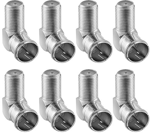POPPSTAR 8x SAT-Winkel-Adapter (Antennen Winkeladapter 90 Grad gewinkelt) (Coax Quickstecker: F-Buchse auf F-Stecker) Winkelstecker für Koaxialkabel - Antennenkabel