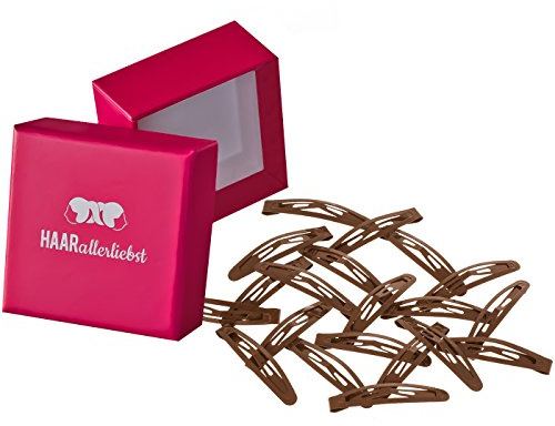Haarallerliebst Haarspangen klein & gebogen für Kinder & Damen – 20 Stück in braun (4,3 cm) inkl. Aufbewahrungsbox – Ideal für normales, dickes & voluminöses Haar