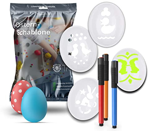TK Gruppe Timo Klingler Eiermalmaschine zum Bemalen inkl. Eierfarbe zum Färben - Malstifte & Stifte, Schablone Ostereierfarben für Ostern Ostereier