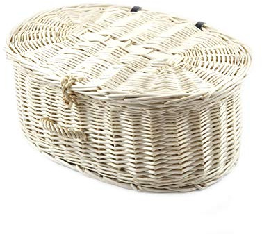 MyBer® Weidenkoffer Weidenkorb Deko Weide Koffer Korb Box Weihnachtskoffer Weihnachtsbox geflochten weiß mit Deckel K12-629-W