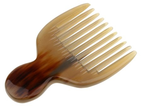 Tubayia Peine tradicional de cuerno para el pelo, peine de dientes anchos
