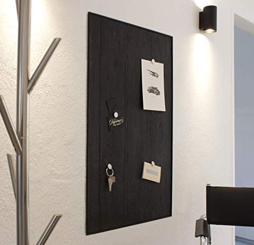 Magnettafel Echt Beton 5in1 (Magnetwand+Kreidetafel+Pinnwand+Wandbild+Deko) inkl. Zubehör in Größen 30cmx50cm, 50cmx50cm, 50cmx70cm, 50cmx100cm (Verbranntes Holz, 50cm x 70cm)