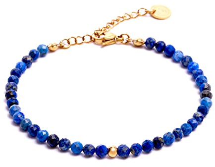 BERGERLIN Naturstein Perlenarmband Damen Herren, Silber/Gold | Naturstein Armband Damen & Herren: Armband Gold/Silber mit echten Heilsteinen – vom deutschen Prüflabor bestätigt.