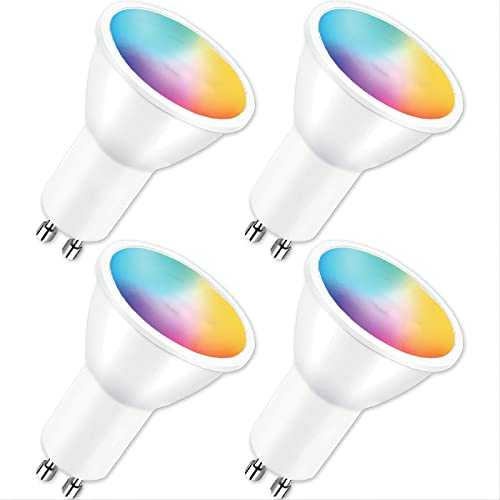 ANTELA Ampoule Connectée Gu10 5W 400LM WiFi LED RGB 2700K-6500K Compatible avec Alexa/Google Home, APP Télécommande, Contrôle Vocal, Ampoule Intelligente, 4 PCS