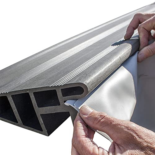 Gre Pools Liner liso gris para piscina, compuesto ovalado, 664 x 386 cm, 60/100e, sistema de enganche Hung