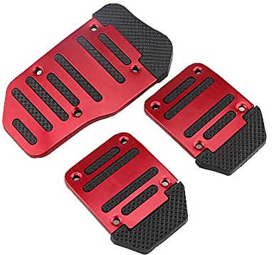 Auto Pedal Set Aluminium Anti Rutsch Auto Gaspedal und Brems Pedal abdeckung (Rot)