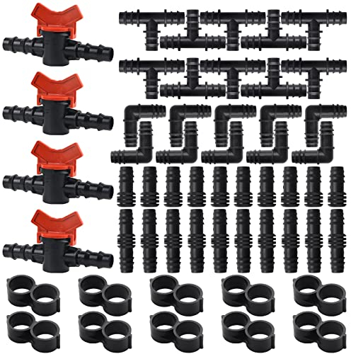 GZkushi 54 Pièces Kit de Raccords D'irrigation pour Tubes 16mm, Connecteur de Tuyau D'irrigation, pour Jardins Systèmes D'irrigation Agricoles