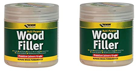 Everbuild Multi-Purpose Wood Filler, Dark Oak, 250 ml & Multi-Purpose Wood Filler, Medium Stainable, 250 ml