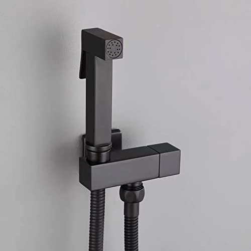 Handheld Toilette Bidet Sprüher, Schwarz All Copper Square Bidet Wasserhahn, Hygienische Dusche WC für Toilette Reinigung Haustier Bad Damen Waschen