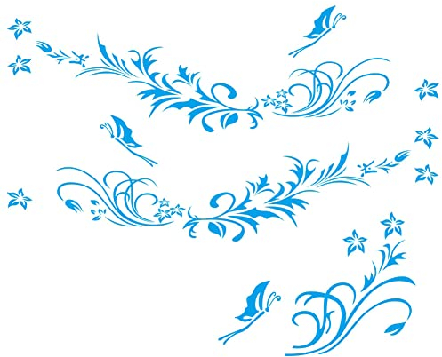 LSGGTIM 3 Stück Autoaufkleber Blumen Groß, 180cm Schmetterlinge Blumenaufkleber Autotattoos PVC Selbstklebend Aufkleber für Karosserie Stoßstange Heckscheibe Tuningsticker Tattoo Auto Ranke Aufkleber
