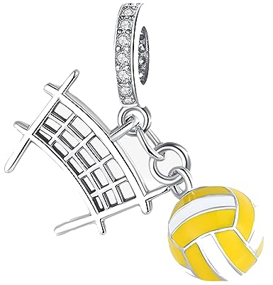 Streetculture Volleyball Sport Beachvolleyball Netz Ball Schmuck - 925 Silber Sterlingsilber Charm - Bettelarmband Anhänger Schmuck Zubehör Geschenkidee (2429-A)