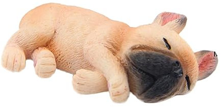 TOYANDONA Realistisches Französisches Bulldoggenmodell Aus Strapazierfähigem Harz Seitlich Kletternde Form Hellbraunes Tier-Spielzeug Pädagogisch Wertvoll Als Dekoration Für Auto Und Handyhü