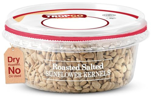Tropgo Roasted Salted Sunflower Seed Kernels 125gr - Tub of Sun Flower Seeds - Non-GMO Seeds for Eating - Ready-to-Eat Snacks for Kids and Adults