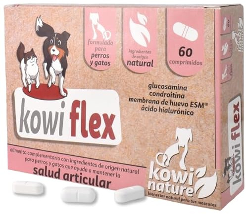 KOWINATURE Kowi Flex Complément alimentaire Complément nutritionnel pour chiens et chats tout âge et race Ingrédients naturels Aide à maintenir la santé articulaire Boîte de 60 capsules
