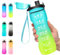 Binudum Water Bottle, Motivational Drinking Bottle with Time Mark, Sport Tritan BPA Free Leakproof Water Bottle for Teenager, Adult, Gym, Outdoors, Cycling, School & Office (Blue Gold, 25oz/750ml)