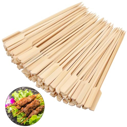 Brochetas Ecológicas Pinchos de Bambú, 100 Piezas Pinchos de Madera, 12 cm Pinchos de Paleta de Bambú Palitos de Cóctel para Buffets BBQ Kebabs Aperitivos Hamburguesas Verduras Frutas