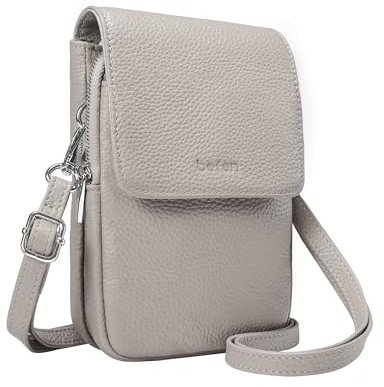 befen Genuine Leather Crossbody Bags for Women Phone Bag with RFID Blocking | Real Leather Handbags for Women Small Cross Body Bag for Women Multi-Functional Mobile Phone Bag with Adjustable Strap