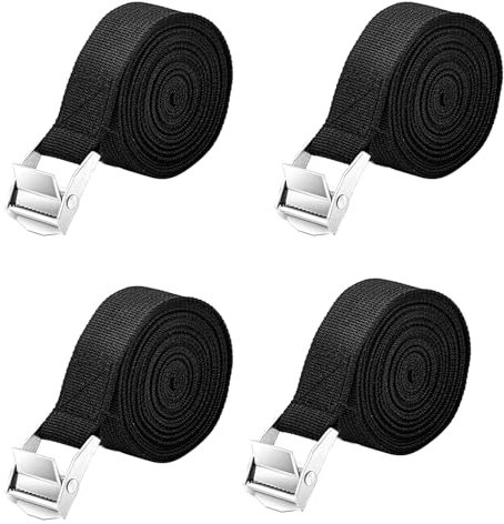 NVTEGR 4 Pcs Tie Down Straps, Battery Strap, Heavy Duty Straps, Straps Adjustable Black Bike Rack Straps Tensioning Belts with Quick Release Cam Bukle for Vans/Motorcycle/Trucks/Trailer