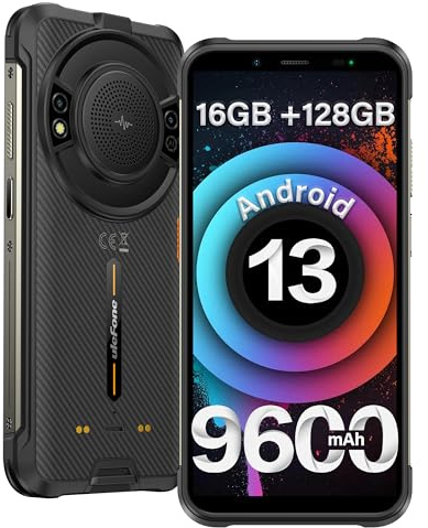 Ulefone Power Armor 16S - Smartphone infrangibile, 9600 mAh, 16 GB, 128 GB, 5,93, schermo 50 MP, 4 G, Dual SIM/5 G, Wi-Fi, NFC/GPS/FM/IP69 K, impermeabile, colore: Nero