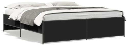 AJJHUUKI Home Items, Bettgestell, schwarz, 180 x 200 cm, Super-Kingsize-Bett, Holz- und Metallkonstruktion, Anzugmöbel