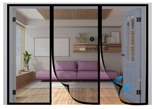 190x235cm Magnet Fliegengitter Tür,Verstärktes Schwerlastnetz Insektenschutz Balkontür Magnet,Fliegengitter Ohne Bohren,Insektenschutz vorhang für Balkontür Terrassentür,Schwarz