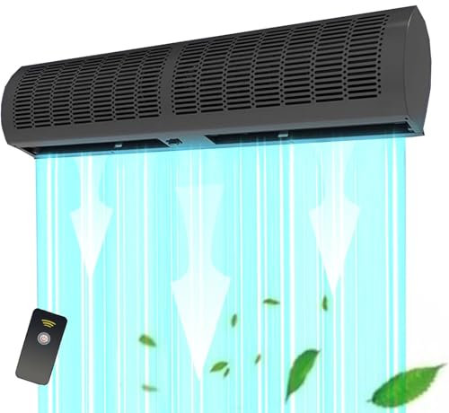 Rideau D'air Commercial, Ventilateur Mural Silencieux Avec Télécommande, Ventilateur Monté Sur Le Dessus De Porte Réglable À 2 Vitesses, Facile À Installer, Pour Supermarchés, Hôtels, Restaurants