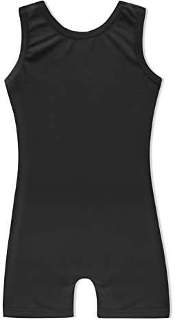 HOZIY Gymnastics Leotards for Girls 10-12 11 Years Old Solid Color Black Sleeveless Dance Clothes Tumbling Outfits Bodysuits With Shorts Biketards Tank Sleeve