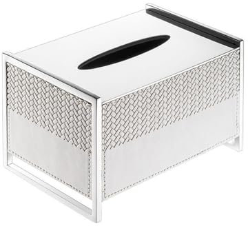Cenz-888 Taschentuchbox-Abdeckung Kreative Edelstahl Leder Schublade Box Schlafzimmer Nachttisch Dekorative Desktop Ornamente Wohnzimmer Licht Luxus Tissue Box Dekorativer Organizer(Weiß,Mittel)