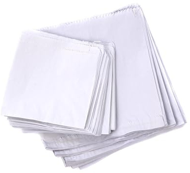 100 7 x 9 White Strung Paper Bags | Premium Quality UK Made Sulphite Paper Bags | Kitchen Food Sandwich Fruit Veg Storage Grocery Shop (100, 7x9)